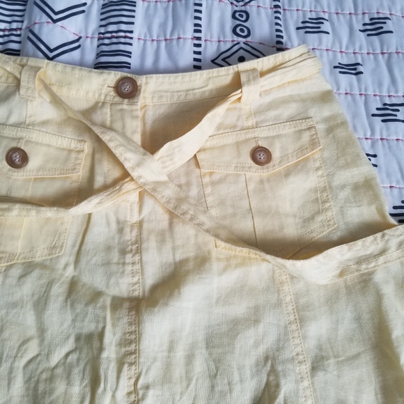 J Crew 100% Linen Light Butter Yellow Skirt 4 - Picture 4 of 8